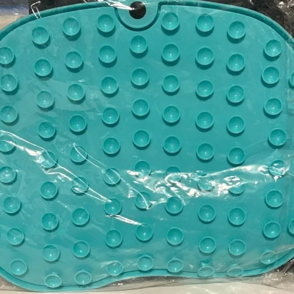 Turquoise Silicone Foot Scrubber Shower Mat